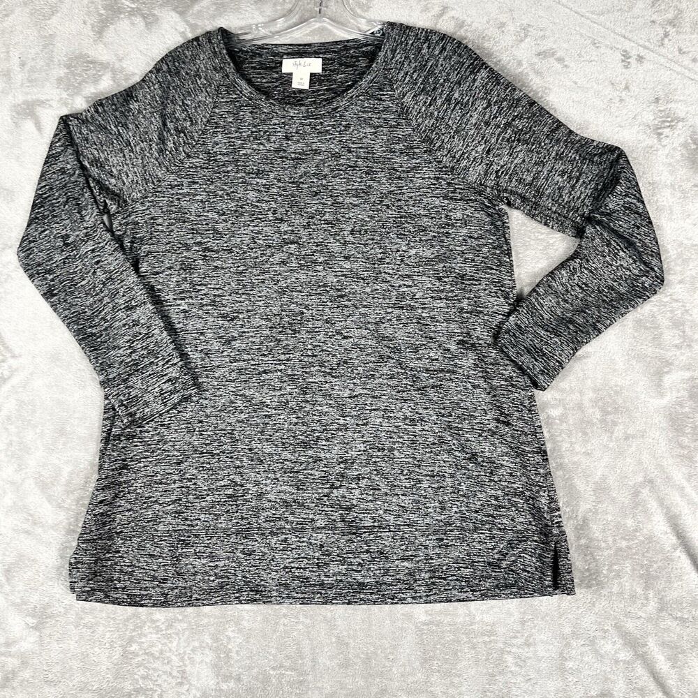 Style & Co Women's Crewneck Pullover Sweater Long Sleeve Charcoal Gray Size M